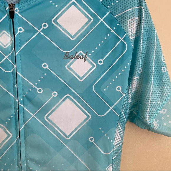 BALEAF Women’s Cycling Bike Zip Up Top Hem Gripper 4 Back Pockets Turquoise Sz L - Picture 2 of 11